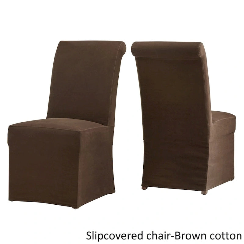 Slipcover-Parsons-Stühle mit gerollter Rückenlehne, 2er-Set