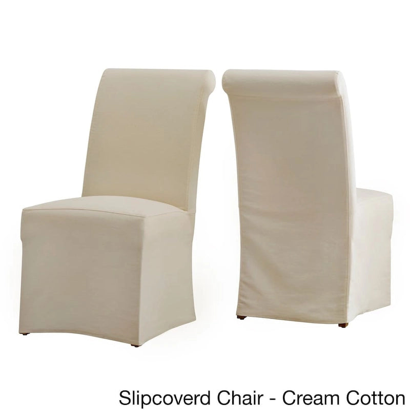 Slipcover-Parsons-Stühle mit gerollter Rückenlehne, 2er-Set