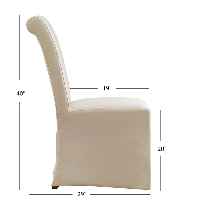Slipcover-Parsons-Stühle mit gerollter Rückenlehne, 2er-Set