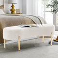 Gepolsterte Ottoman-Sitzbank mit goldenen Metallbeinen, 116 x 39 cm