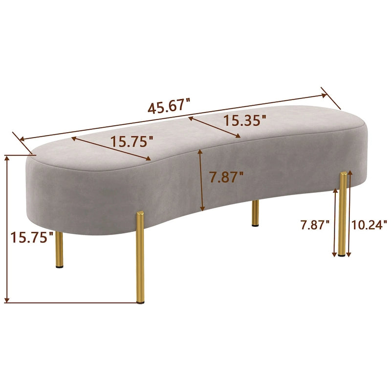 Gepolsterte Ottoman-Sitzbank mit goldenen Metallbeinen, 116 x 39 cm