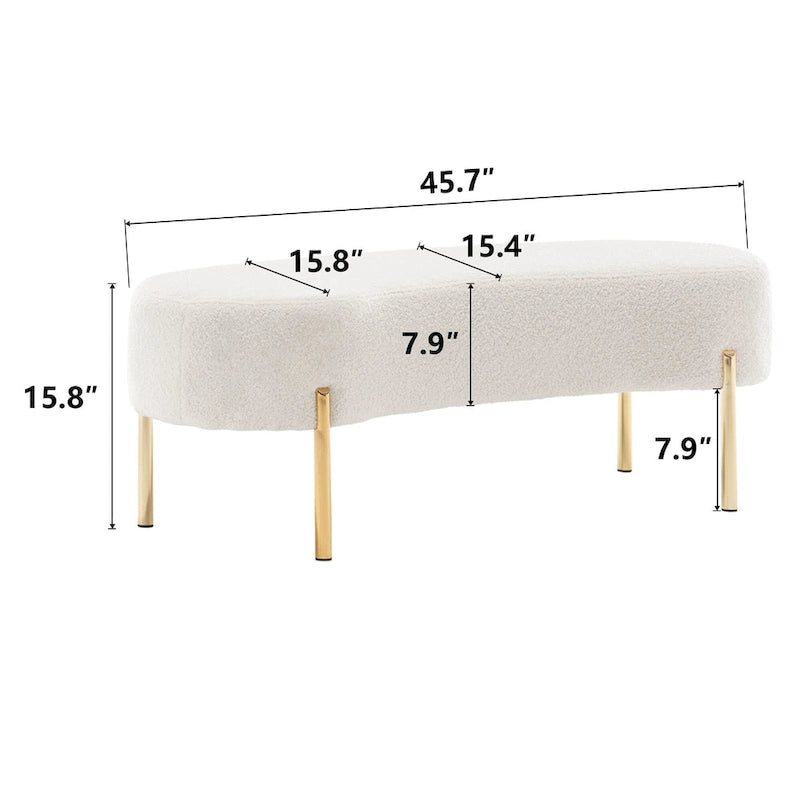 Gepolsterte Ottoman-Sitzbank mit goldenen Metallbeinen, 116 x 39 cm