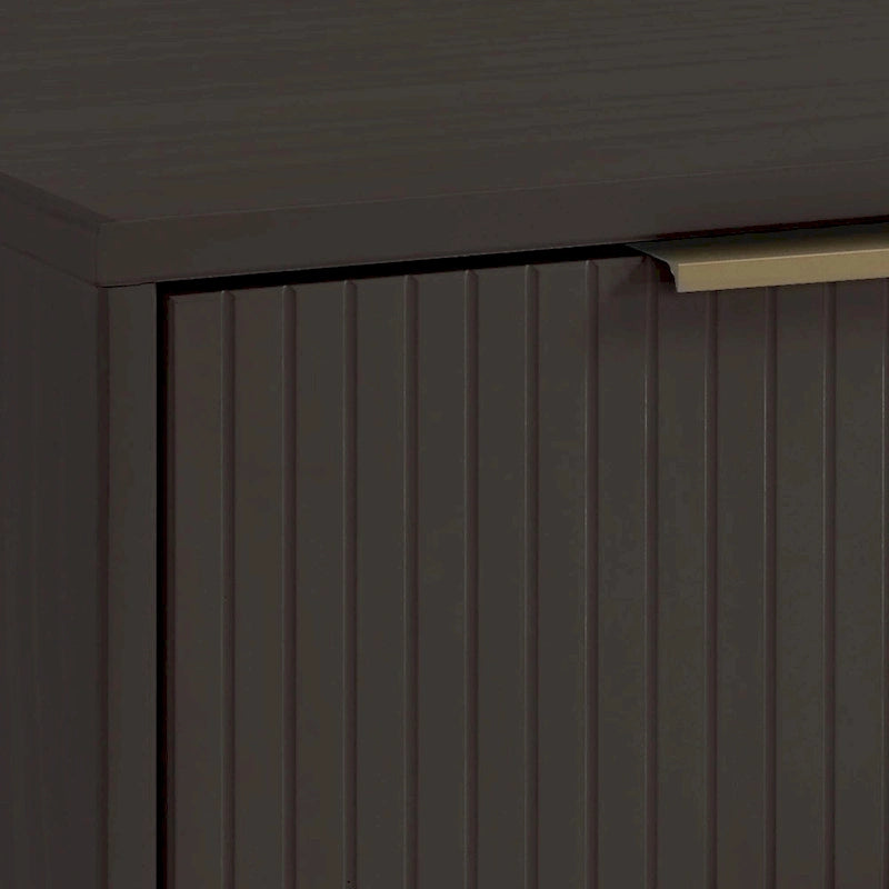 Nachttisch aus Massivholz mit 2 Schubladen und goldenen Griffen im Mid-Century-Stil, 2er-Set