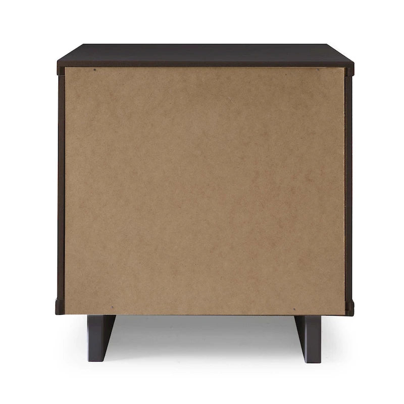 Nachttisch aus Massivholz mit 2 Schubladen und goldenen Griffen im Mid-Century-Stil, 2er-Set