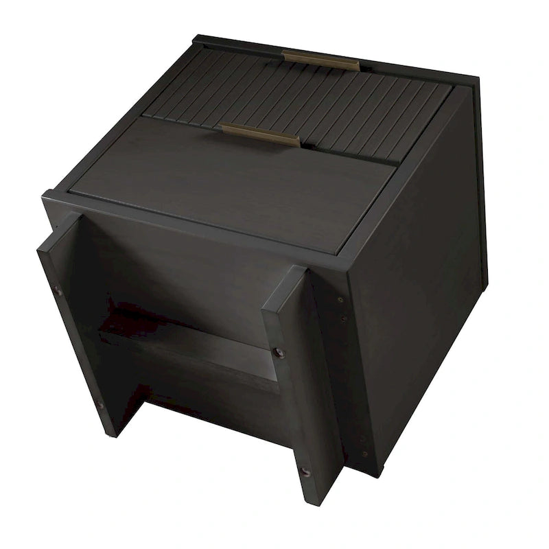 Nachttisch aus Massivholz mit 2 Schubladen und goldenen Griffen im Mid-Century-Stil, 2er-Set