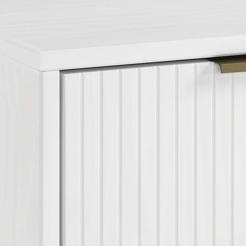Nachttisch aus Massivholz mit 2 Schubladen und goldenen Griffen im Mid-Century-Stil, 2er-Set