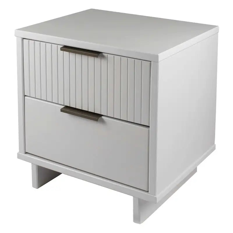 Nachttisch aus Massivholz mit 2 Schubladen und goldenen Griffen im Mid-Century-Stil, 2er-Set