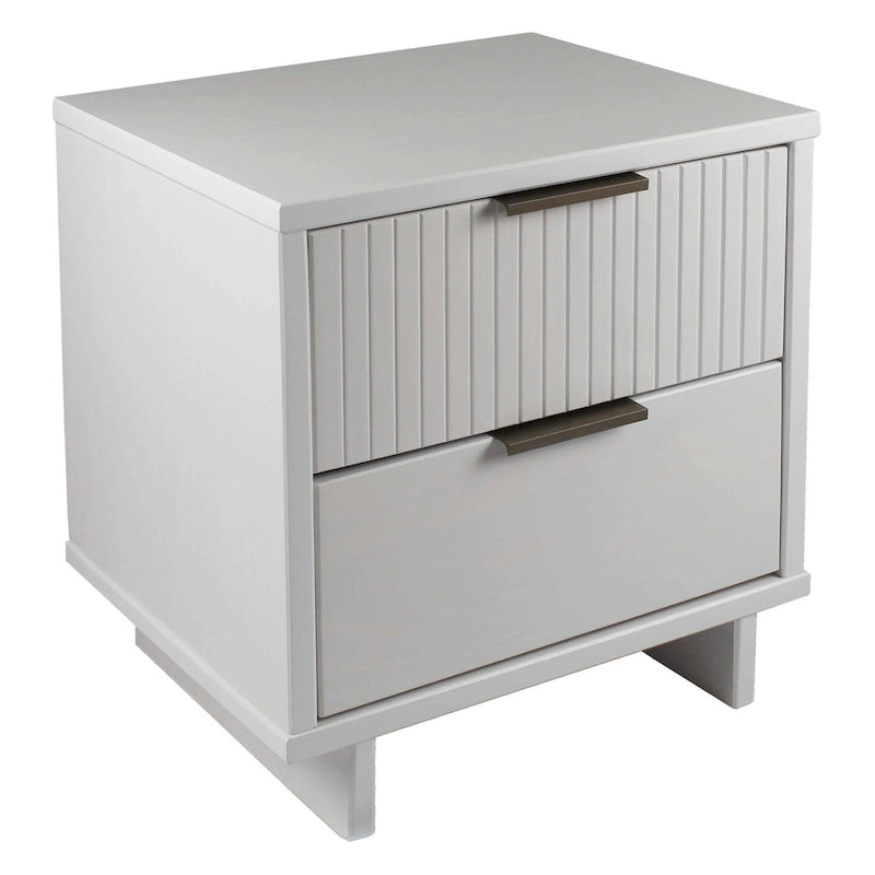 Nachttisch aus Massivholz mit 2 Schubladen und goldenen Griffen im Mid-Century-Stil, 2er-Set