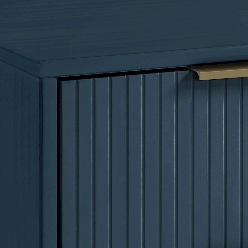 Nachttisch aus Massivholz mit 2 Schubladen und goldenen Griffen im Mid-Century-Stil, 2er-Set