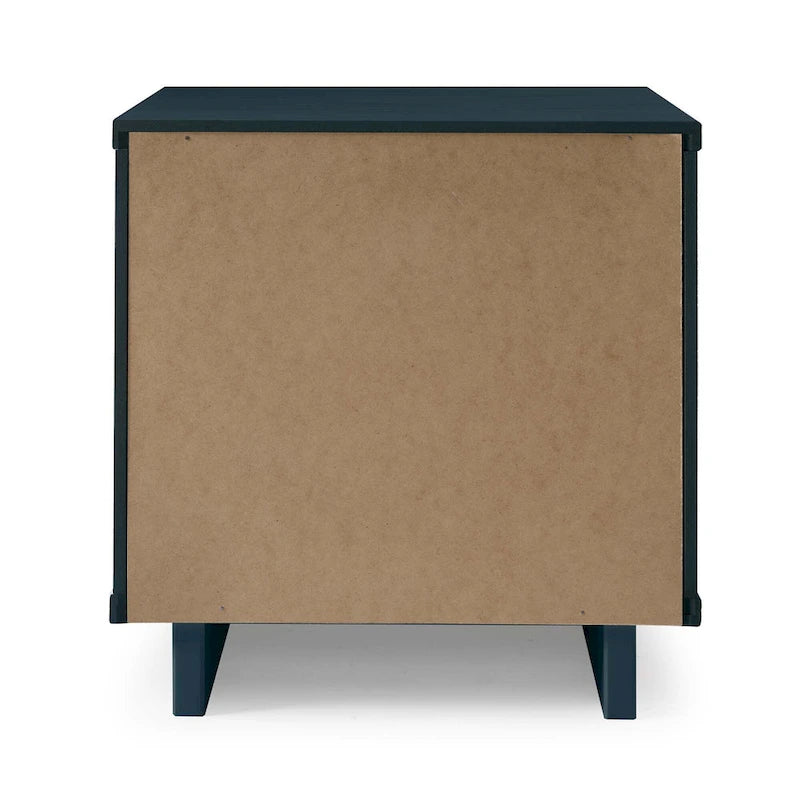 Nachttisch aus Massivholz mit 2 Schubladen und goldenen Griffen im Mid-Century-Stil, 2er-Set