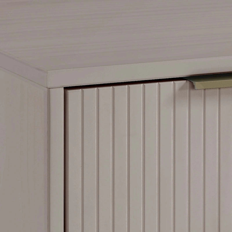 Nachttisch aus Massivholz mit 2 Schubladen und goldenen Griffen im Mid-Century-Stil, 2er-Set