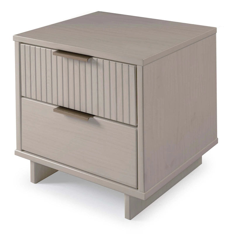Nachttisch aus Massivholz mit 2 Schubladen und goldenen Griffen im Mid-Century-Stil, 2er-Set