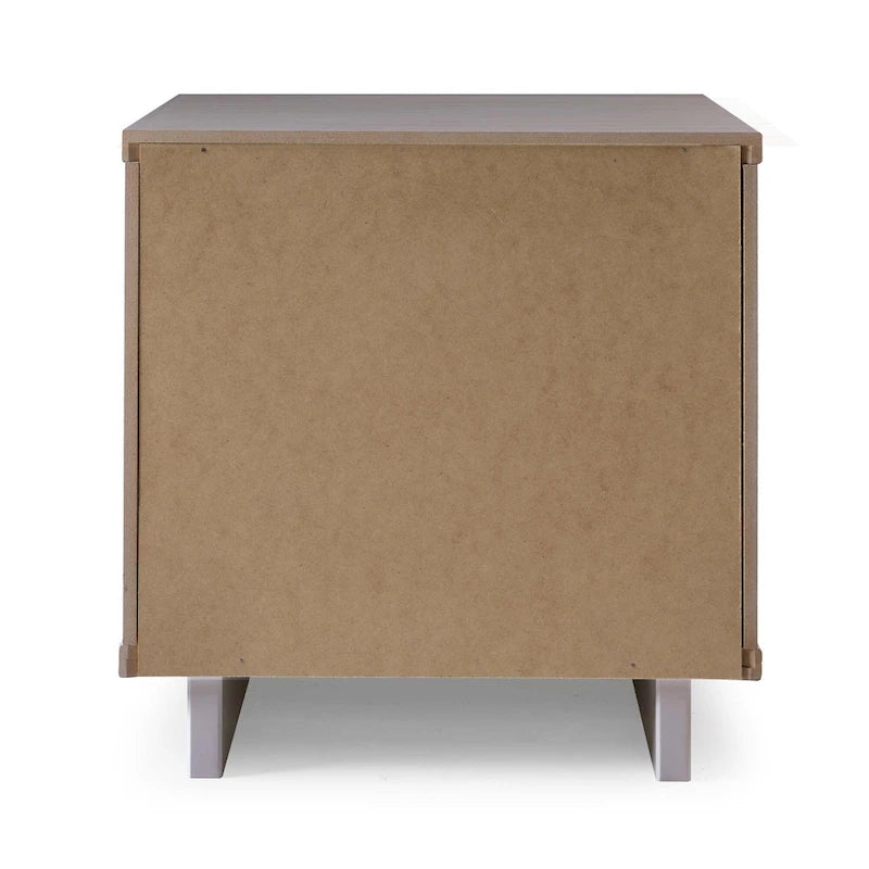 Nachttisch aus Massivholz mit 2 Schubladen und goldenen Griffen im Mid-Century-Stil, 2er-Set