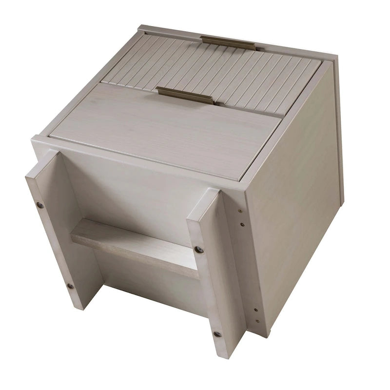 Nachttisch aus Massivholz mit 2 Schubladen und goldenen Griffen im Mid-Century-Stil, 2er-Set