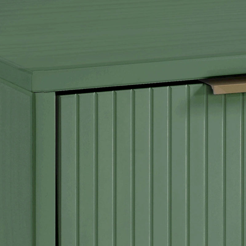 Nachttisch aus Massivholz mit 2 Schubladen und goldenen Griffen im Mid-Century-Stil, 2er-Set