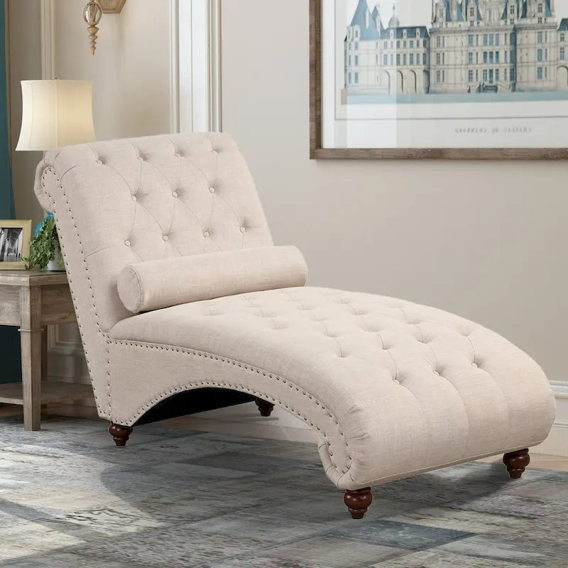 Moderne armlose Samt-Chaiselongue mit Nackenkissen