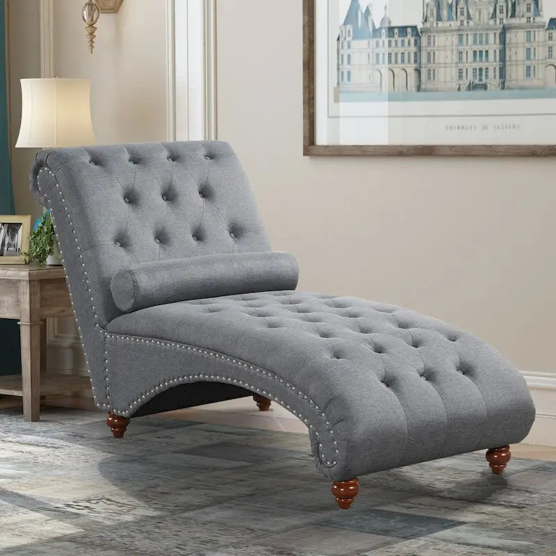 Moderne armlose Samt-Chaiselongue mit Nackenkissen