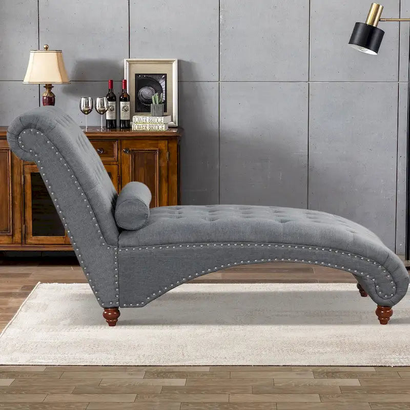 Moderne armlose Samt-Chaiselongue mit Nackenkissen