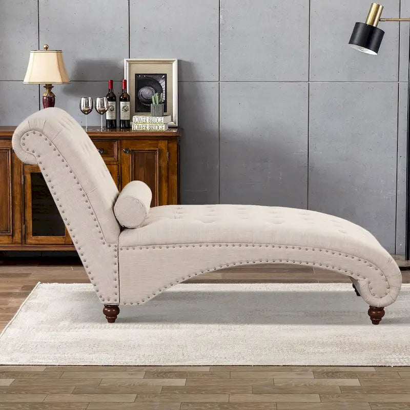 Moderne armlose Samt-Chaiselongue mit Nackenkissen