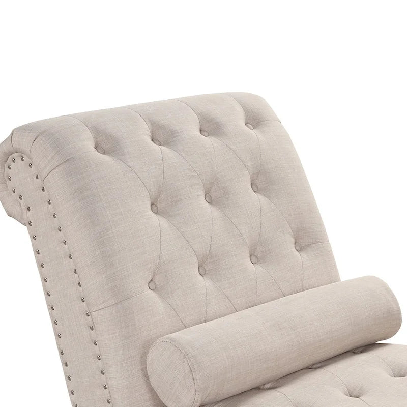Moderne armlose Samt-Chaiselongue mit Nackenkissen