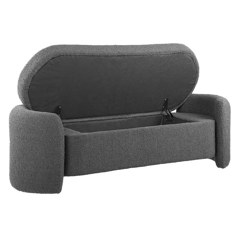 Bouclé-Sitzbank mit Stauraum und Klappsitz