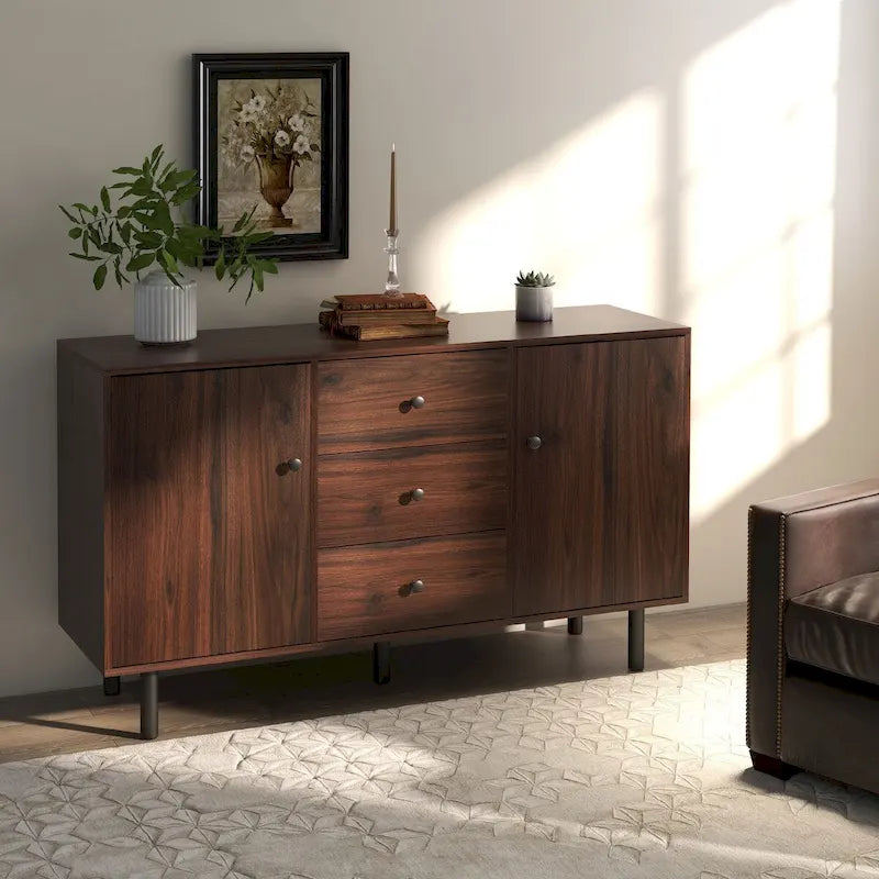 Sideboard mit 2 Schränken, 3 Schubladen und verstellbaren Einlegeböden