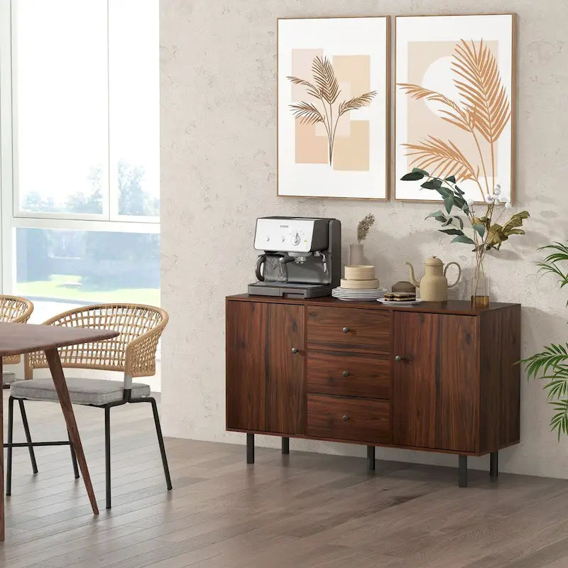 Sideboard mit 2 Schränken, 3 Schubladen und verstellbaren Einlegeböden