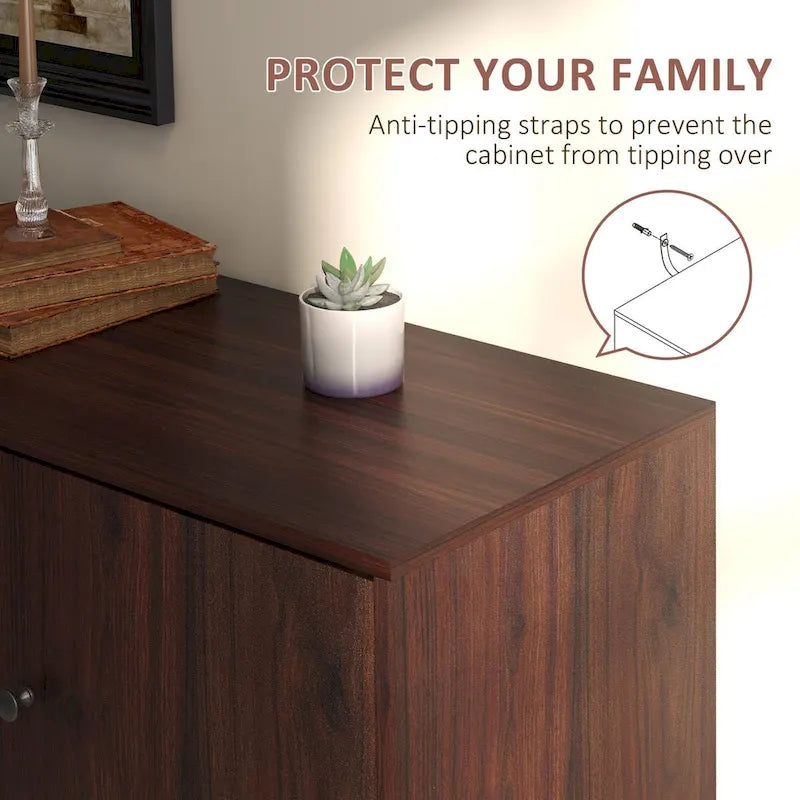 Sideboard mit 2 Schränken, 3 Schubladen und verstellbaren Einlegeböden