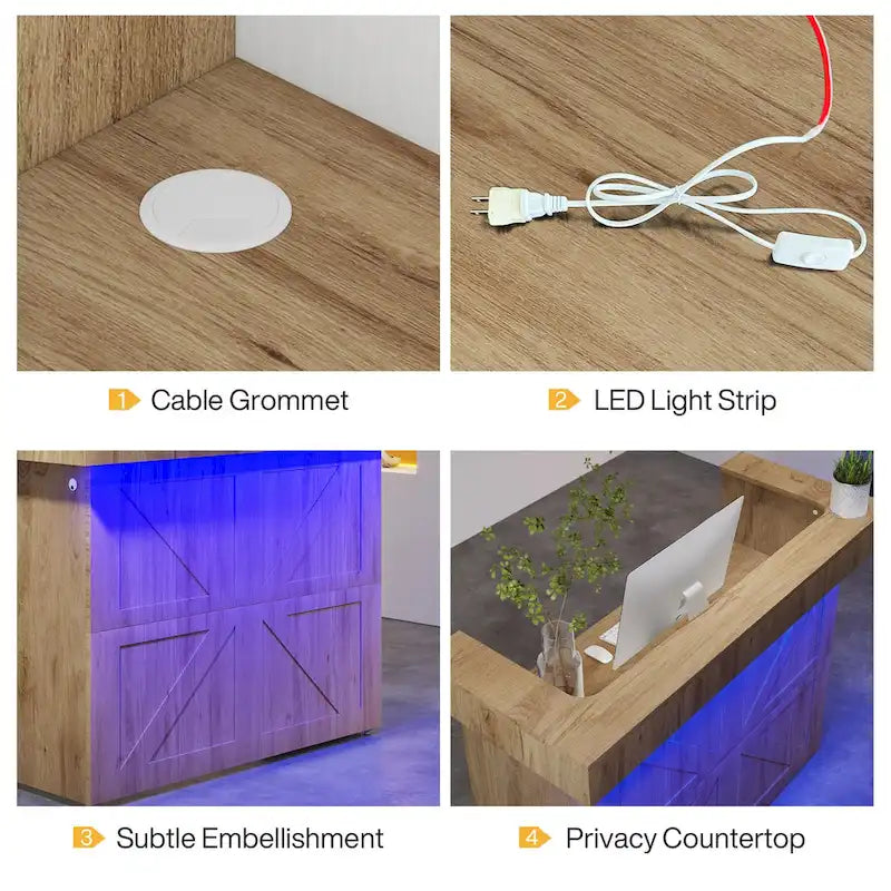 Empfangstheke mit Licht, moderne Rezeption mit 2 Kabeldurchlässen