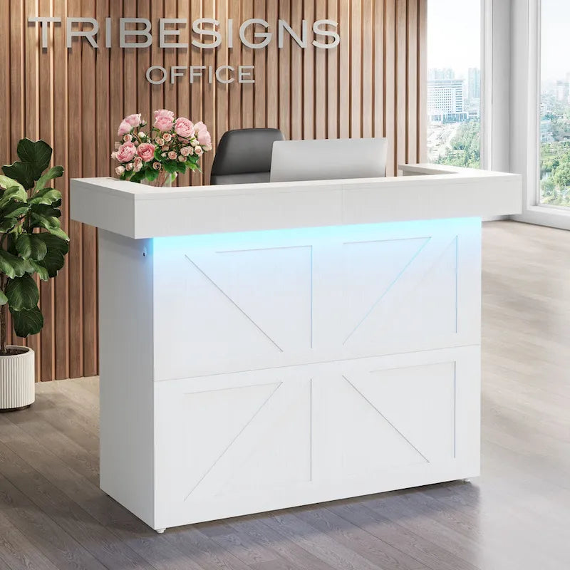 Empfangstheke mit Licht, moderne Rezeption mit 2 Kabeldurchlässen