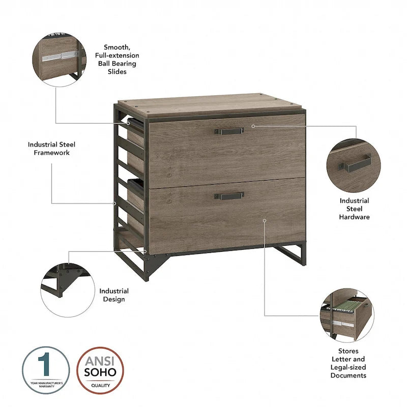 Aktenschrank in Rustikalem Grau