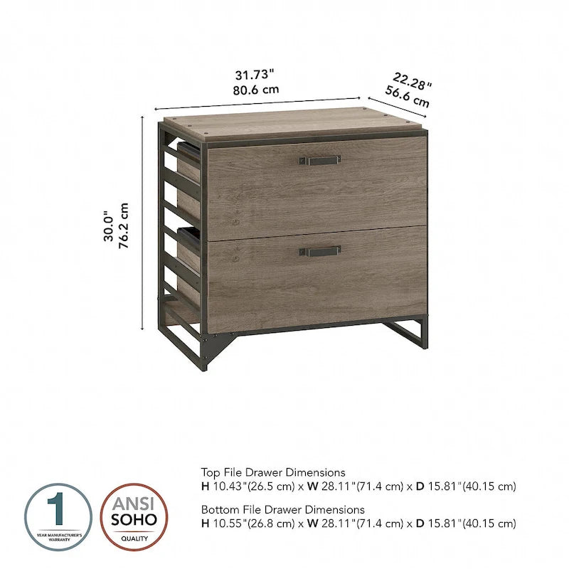 Aktenschrank in Rustikalem Grau