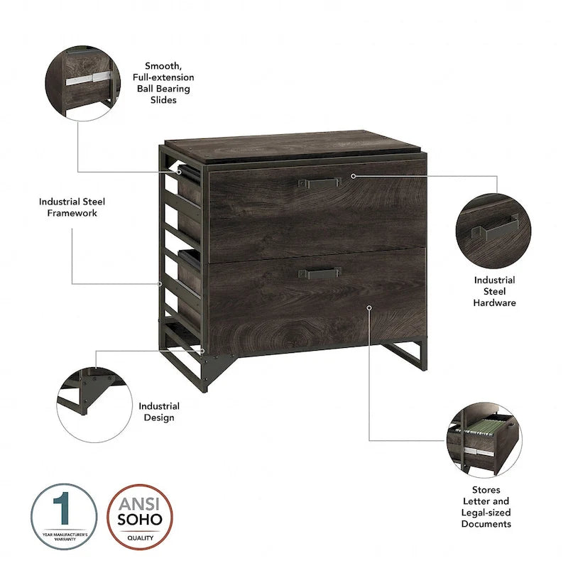 Aktenschrank in Rustikalem Grau